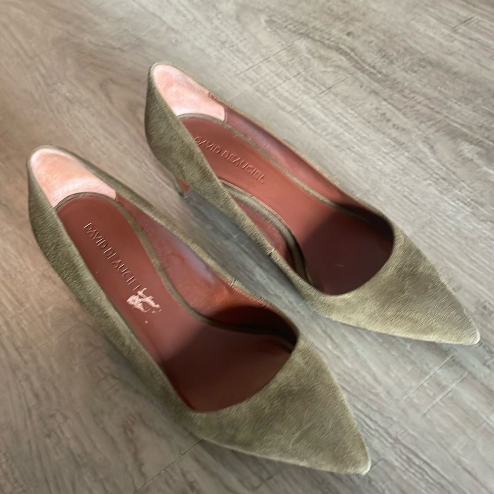 David Beauciel green/khaki suede pumps